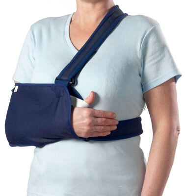 Armslynge skulder/arm , large bomuld blå
