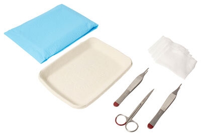 Skiftesæt / debrideringssæt, 1 buet saks 2 pincet steril