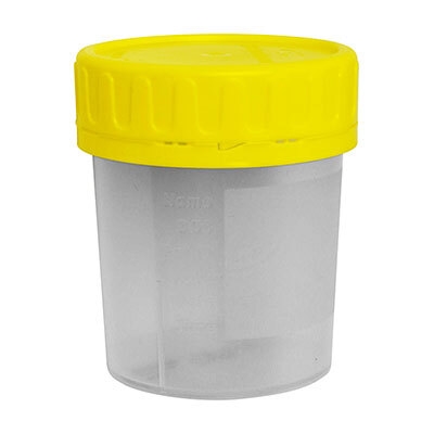 Urinprøvebæger, steril, 120ml skrivefelt graduering