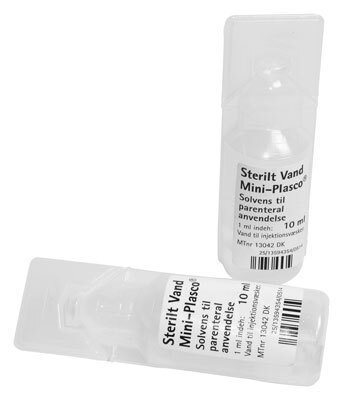 Sterilt vand, Mini-Plasco, 10ml, ampul m/knækstuds