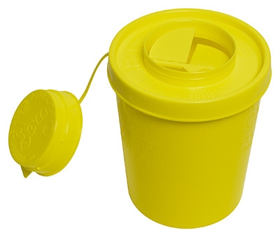 Uson kanylebeholder gul/gul, 500ml 10cm lav std, låg m/flap