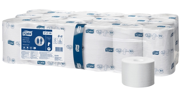 Tork Advanced toiletpapir, Hvid 2-lags Mid-size T7