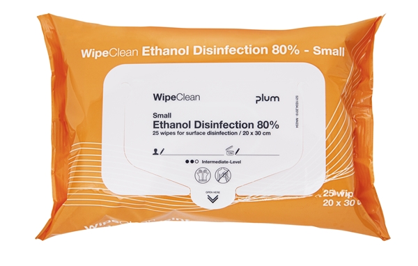 WipeClean overfladedesinfektion, 30x20 cm, 80% ethanol - WipeClean