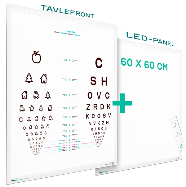 Led synstavle m. dobbelt tavle, 60 x 60 cm, 3 meter tavle