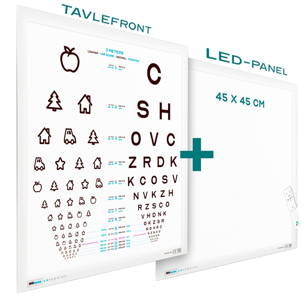 Led synstavle m. dobbelt tavle, 45 x 45 cm, 3 meter tavle