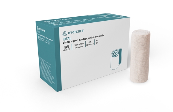 evercare Ideal støttebind elas, 15cmx4m 100% bomuld usteril - evercare® - 1