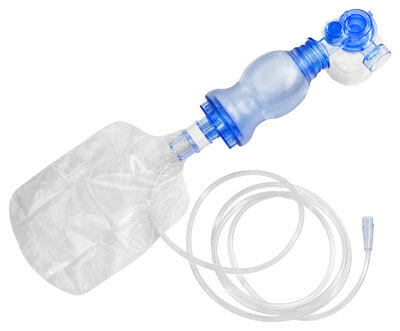Rubens ballon m/maske 1 nyfødt, 2,5-12kg engangs 280ml ballon
