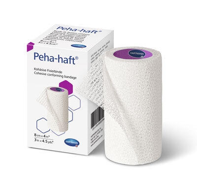 Peha-Haft selvhæft fix bind, 8cmx20m viskose/bomuld hvid - Peha-Haft  