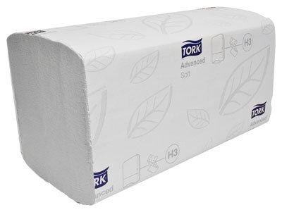 Tork Advanced håndklædeark, hvid 2-lags H3 soft ZZ fold