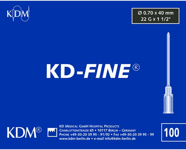 KD-fine injektionskanyle, 22G x 1 ½" 0,70x40mm lyssort - KD-Fine - 2