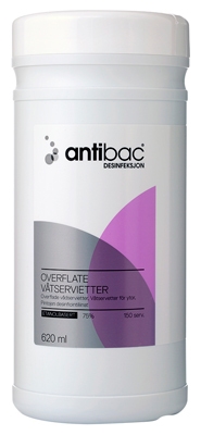 antibac overfladedesinfektion, 75% 210x210mm vådserviet - antibac