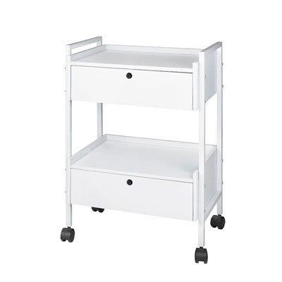 Klinikbord 2 skuffer, 2 hylder, 55,5x42x82 cm, hvid