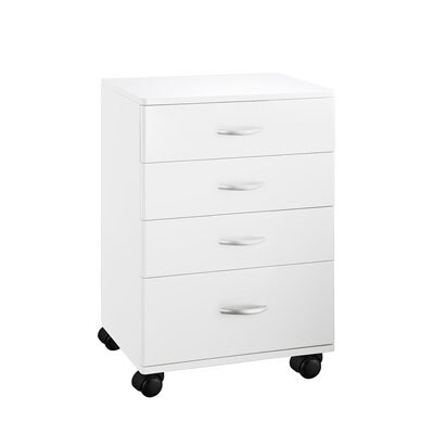 Klinikbord 4 skuffer, 46x33x69 cm, hvid