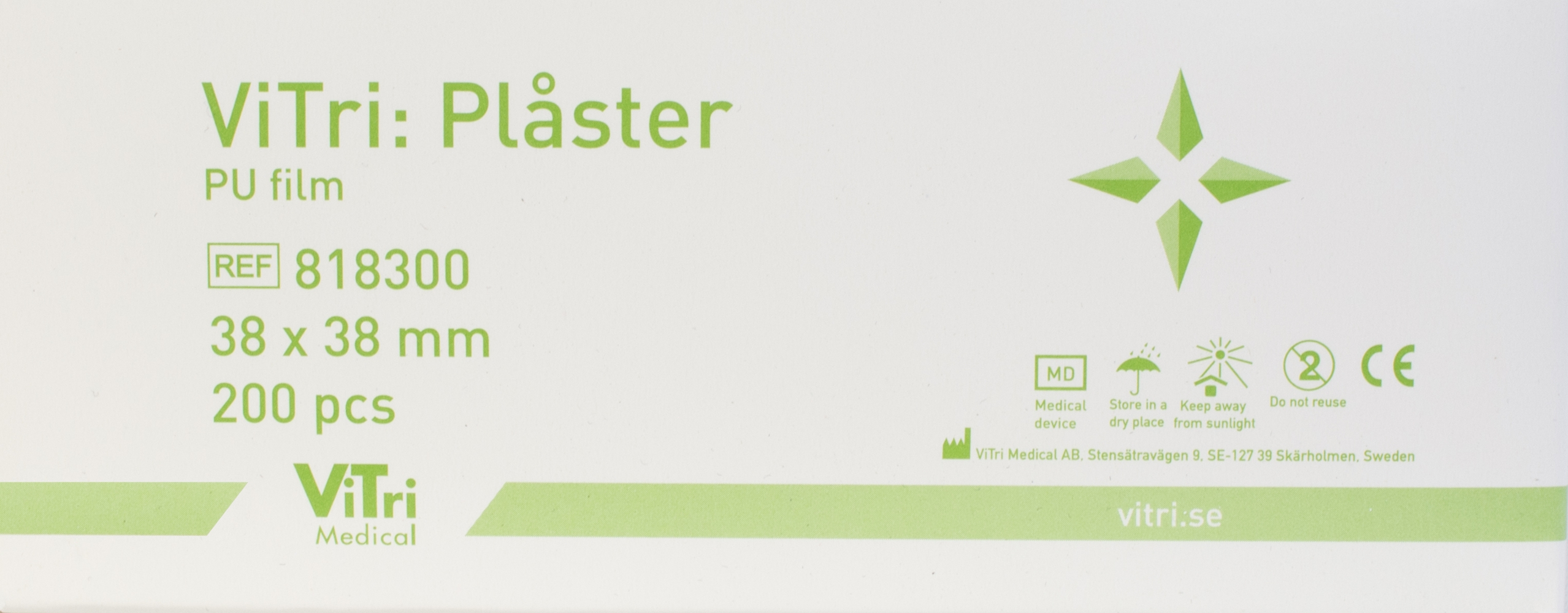 ViTri injektionsplaster PU, 3,8x3,8cm transparent - 2