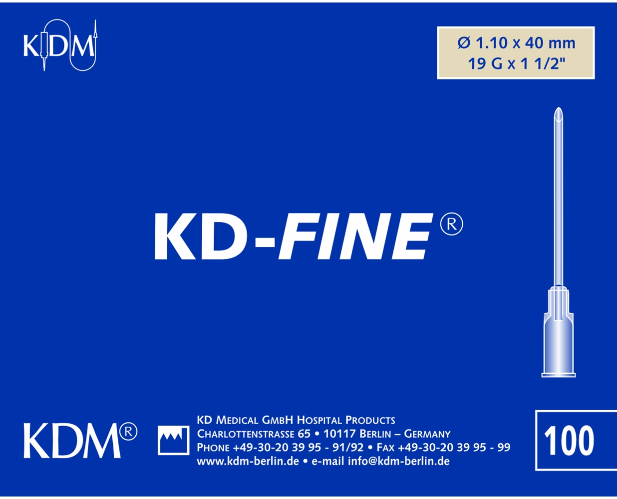 KD-fine injektionskanyle, 19G x 1 ½" 1,10x40mm lysgul - KD-Fine - 2