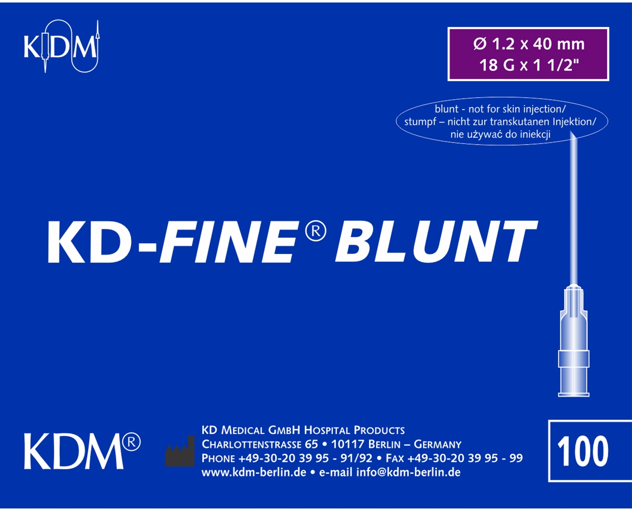 KD-fine kanyle stump optræk, 18Gx1½" 1.20x40mm m/filter - KD-Fine - 2