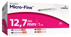 Micro-Fine sprøjte m/kanyle, 1,0ml 29G x ½" 0,33x12,7mm - 2