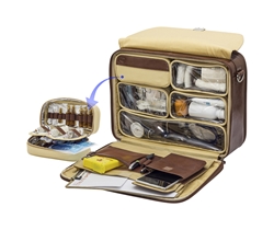 Lægetaske brun læder, 41 x 31 x 14cm 17,8L - 3