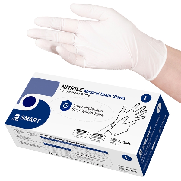 SELEFA® Examination Gloves, Nitrile SMART, White, L SMART White AQL1.5 150pcs - SELEFA®