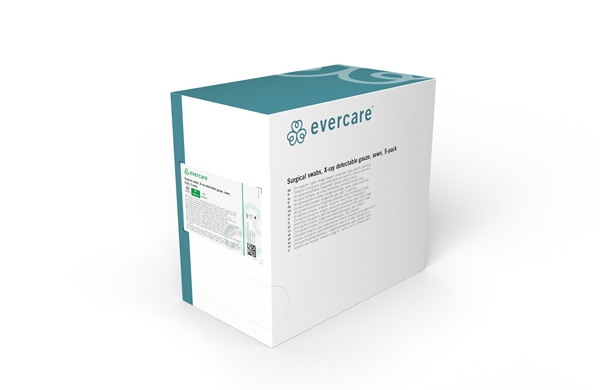 evercare® Surgical swabs, X-ray detectable, gauze, sewn, sterile, 10x60cm 8L 5p sterile - evercare® - 2