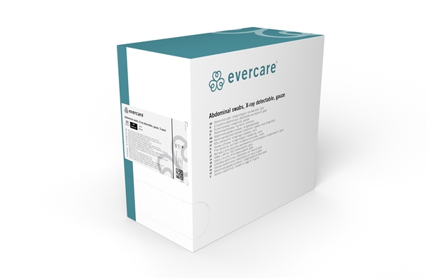 evercare® Abdominal swabs, X-ray detectable, gauze, sterile, 45x70cmblack 4L 5p sterile - evercare® - 2