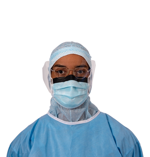 evercare® Medical face mask, with visor and tie-bands, type IIR, Type IIR, tie band, eye shield - evercare® - 1