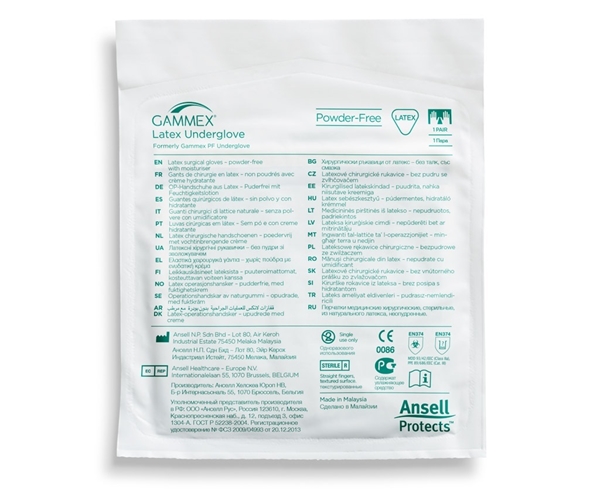 GAMMEX® Latex Underglove, 6.5 Sterile PF Green 50pairs - Gammex - 2