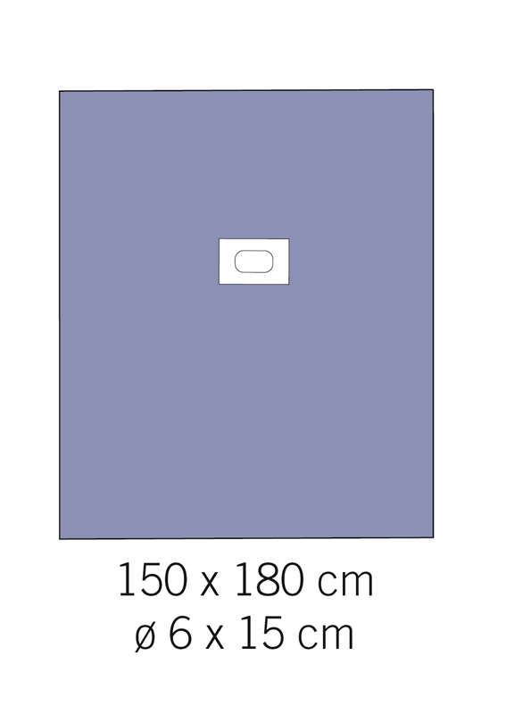 evercare® Adhesive aperture drape 150 x 180 cm, aperture 6 x 15 cm, 150x180,Ø6x15 adh, sterile - evercare®