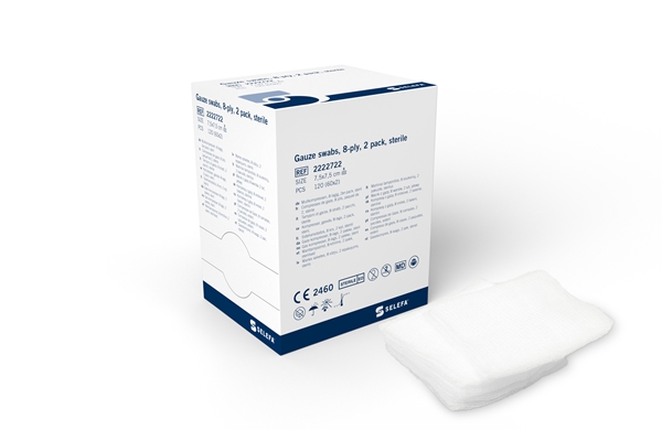 SELEFA® Gauze swabs, sterile, 7,5x7,5cm 8L 2p sterile - SELEFA® - 1