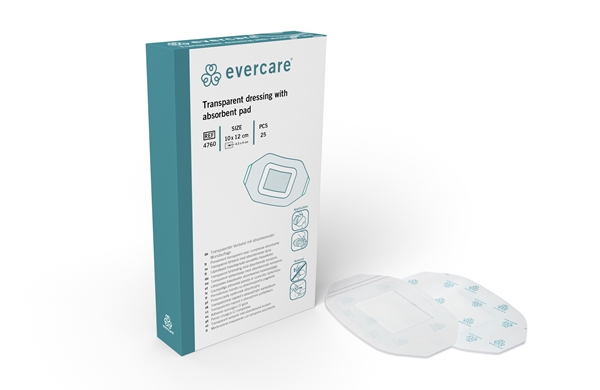 evercare® Transparent dressing with absorbent pad, sterile, 10x12cm abs pad sterile - evercare® - 1
