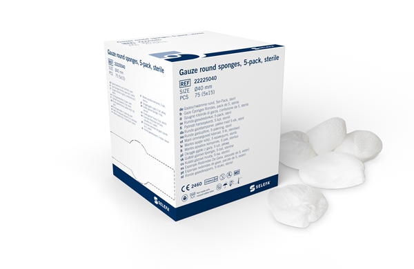 SELEFA® Gauze round sponges, sterile, Ø40mm,5p, sterile - SELEFA® - 1