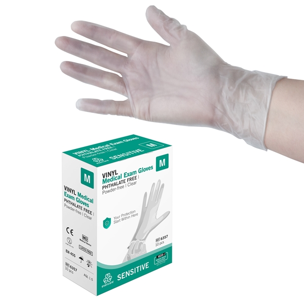 evercare® Examination Gloves, Vinyl SENSITIVE, M SENSITIVE PFree AQL1.5 10pc - evercare® - 2