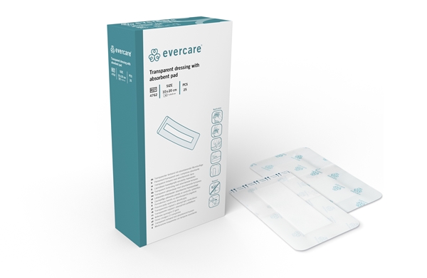 evercare® Transparent dressing with absorbent pad, sterile, 10x20cm abs pad sterile - evercare® - 1