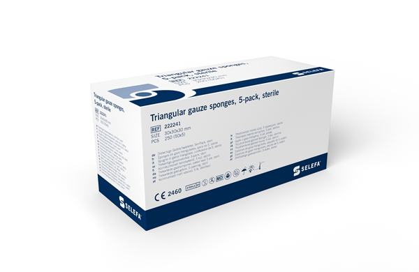 SELEFA® Triangular gauze sponges, sterile, 30x30x30mm Sterile - SELEFA® - 2