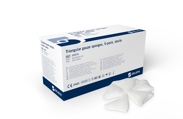 SELEFA® Triangular gauze sponges, sterile, 30x30x30mm Sterile - SELEFA® - 1
