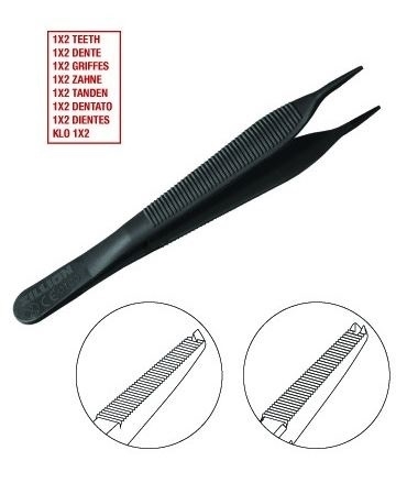 Tweezers Adson 1x2 teeth, 120mm 1x2 teeth - Bastos