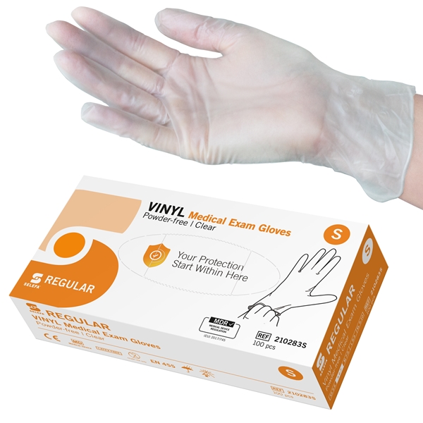 Examination Gloves, Vinyl REGULAR, S REGULAR Clear AQL1.5 100pc - SELEFA®