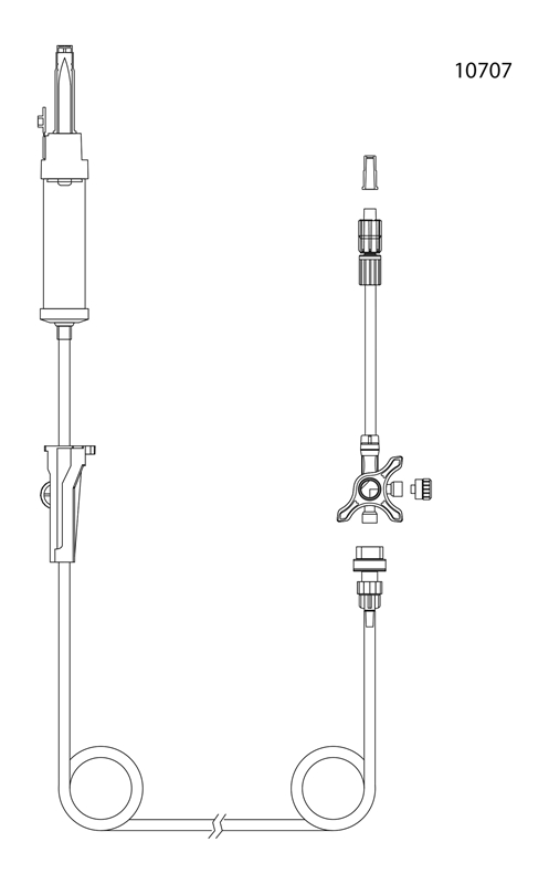 evercare® inLine Gravity set, Vented, FilterStop, Backcheck valve, 3-way stopcock, PVC-free, 195cm FilterStop BCV 3-w - evercare® inLine - 2