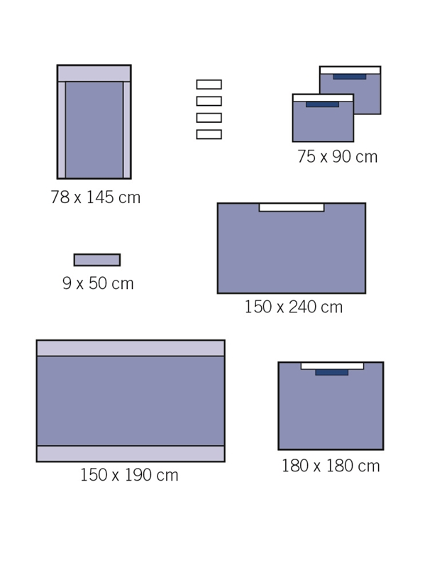 evercare® Universal set with Mayo stand cover, 2-layer, 15x50 cm abs. patches, Mayo stand cover (NEW),sterile - evercare®
