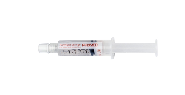 Prefilled Syringe w 0.9% NaCl, 5mL Sterile Fluid path - PolyFlush - 1
