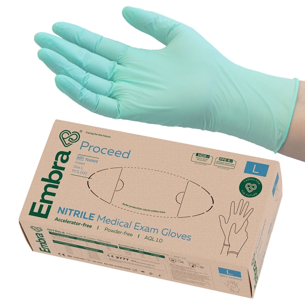 Embra® Examination Gloves, Nitrile Proceed Acc Free, L PROCEED AQL 1.0 200pc - Embra®