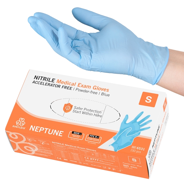 evercare® Examination gloves, Nitrile accelerator free, NEPTUNE, blue, S NEPTUNE Acc. Free Blue - evercare®