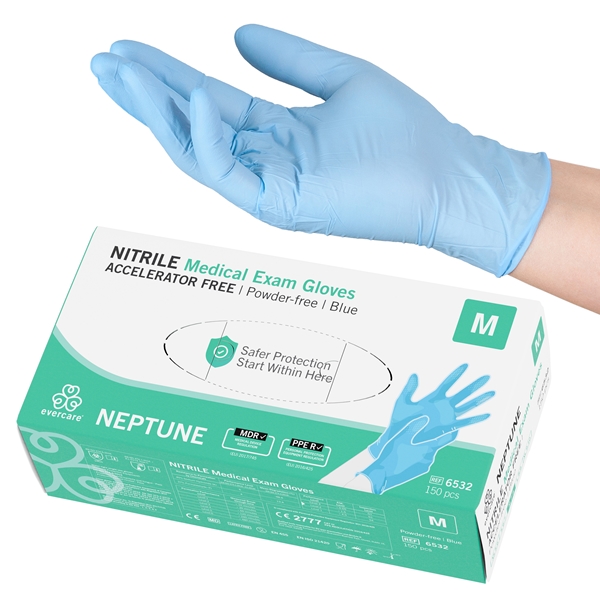 evercare® Examination gloves, Nitrile accelerator free, NEPTUNE, blue, M NEPTUNE Acc. Free Blue - evercare®