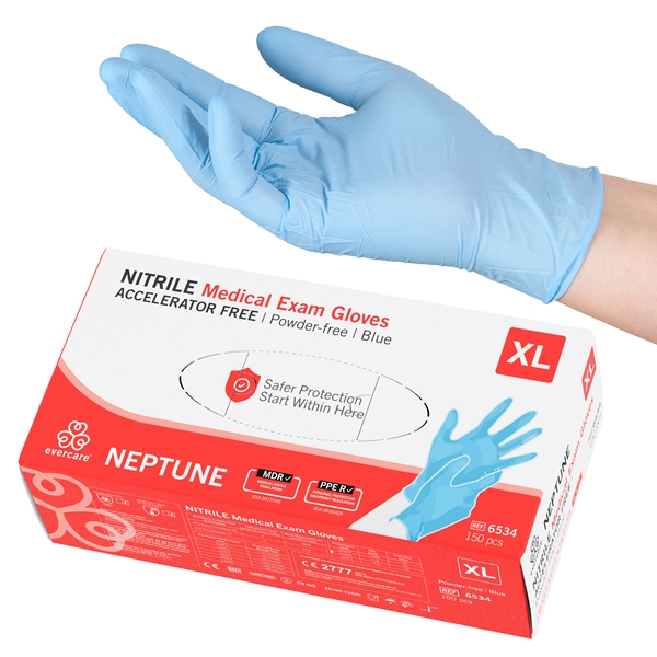 evercare® Examination gloves, Nitrile accelerator free, NEPTUNE, blue, XL NEPTUNE Acc. Free Blue - evercare®