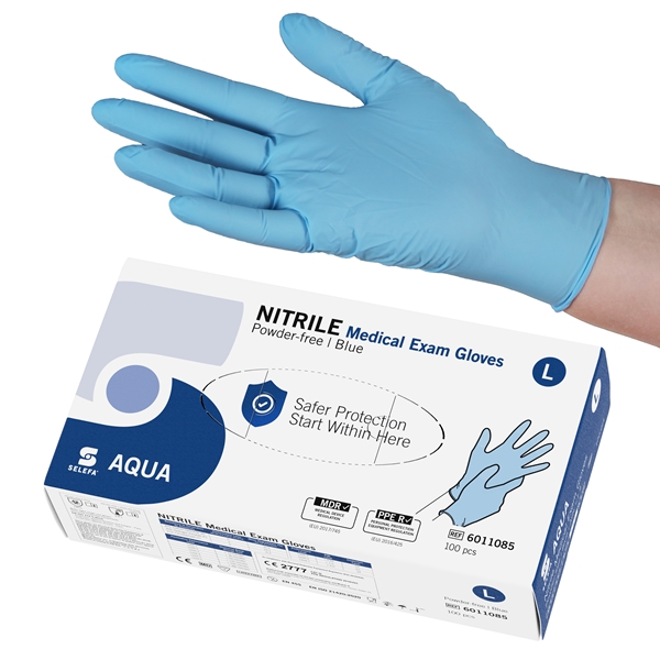 SELEFA® Examination Gloves, Nitrile AQUA, L AQUA Blue 100 pcs - SELEFA®