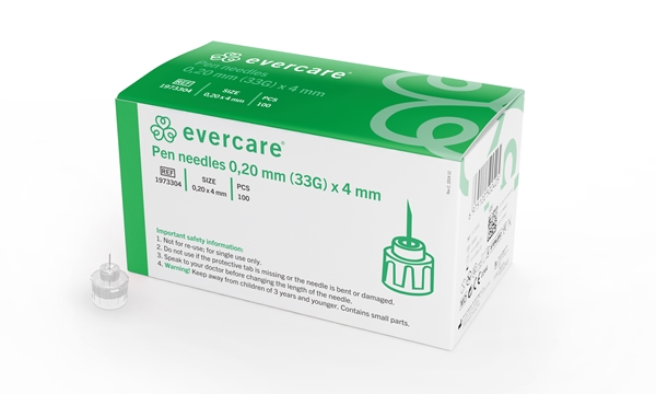 evercare® Pen needles 0.20mm (33G) X 4 mm, Pen needles 0.20mm (33G)X4 mm - evercare® - 1