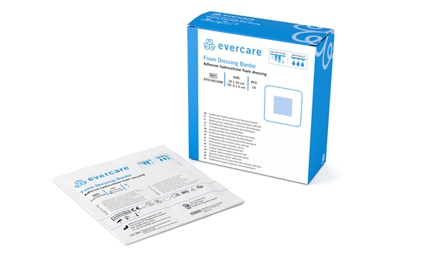 evercare® Foam Dressing Border, sterile, 10x10cm thick,border,sterile - evercare® - 1