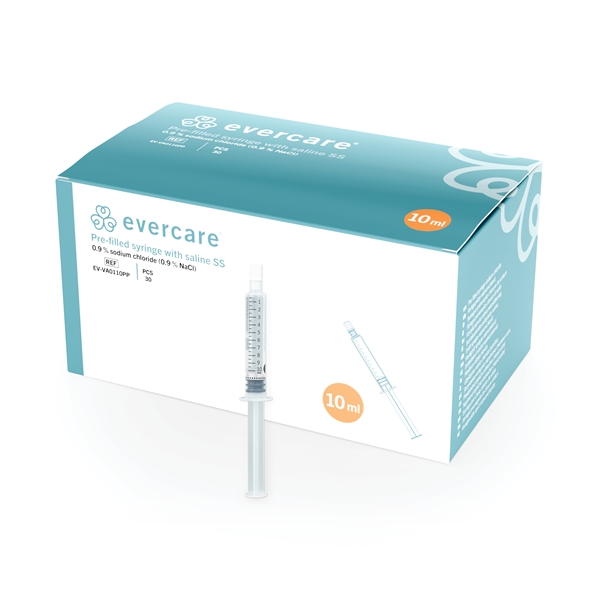 Pre-filled Syringe with Saline, 10ml (10ml in 10ml), SS - evercare® - 1