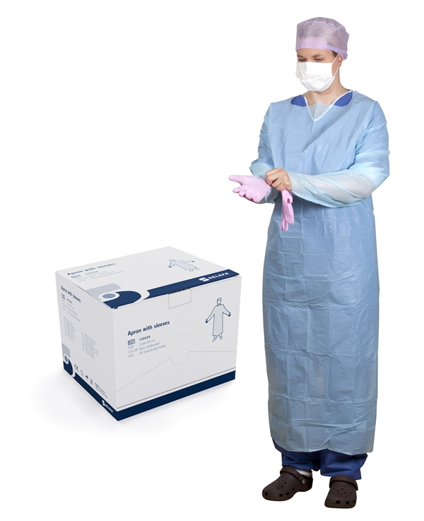 SELEFA® Apron with sleeves, individually folded, 110x135cm Blue, 25 my, 20 pcs - SELEFA® - 1