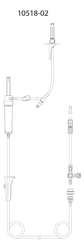 evercare® inLine Monoset, 1-way, PVC-free, 195cm BCV 3-w side tube Clave - evercare® inLine